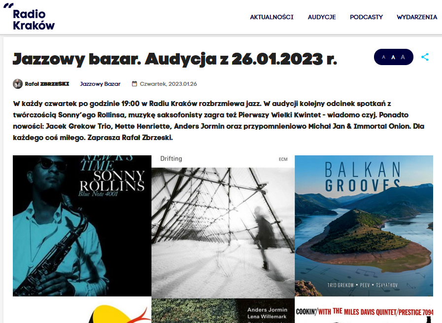Jazzowy bazar Radio Kraków Rafal Zbrzeski